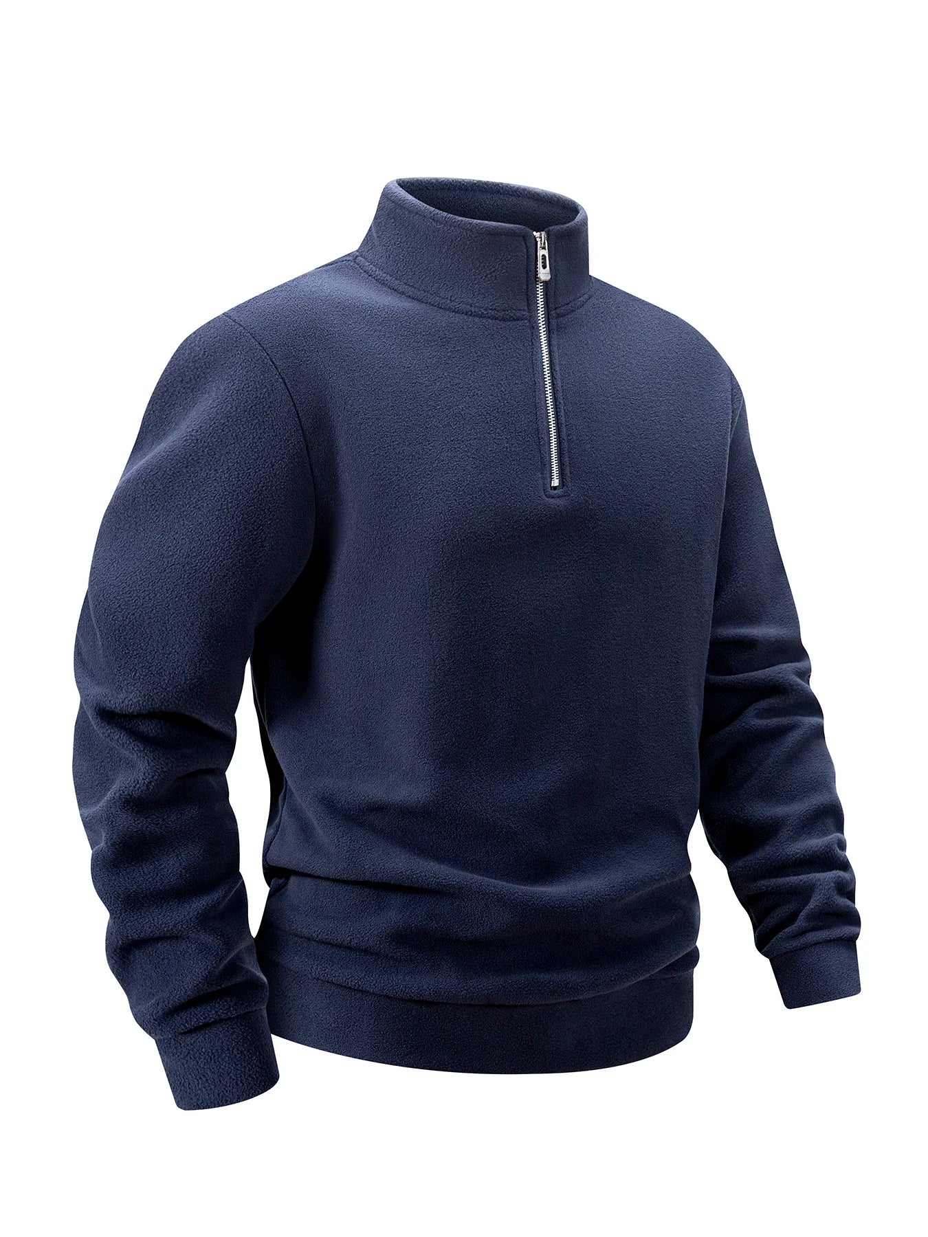 Herren-Sweatshirt, Fleece, Freizeit, Stehkragen, Viertelreißverschluss – Klassischer, bequemer Sportpullover, Übergröße 3XL | Herrenmode