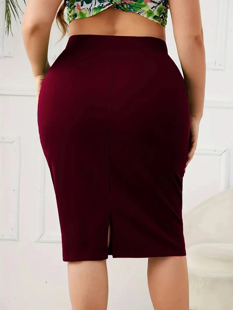 Jupe Femme Grande Taille Slim Unie Taille Haute Fendue Casual – Jupe Élégante Confortable Été Curvy | Mode Inclusive 2026
