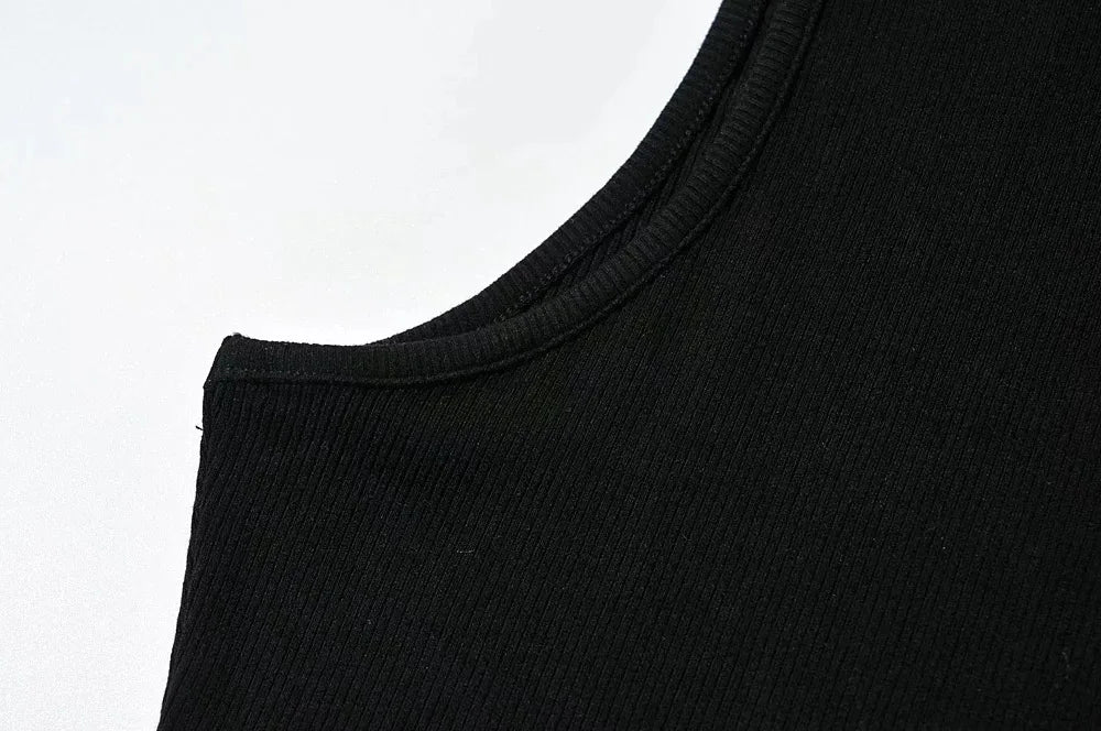 Crop Top Femme Noir Col Haut Sans Manches Débardeur Respirant Confortable Été – Haut Court Fashion Basique Chic | Mode