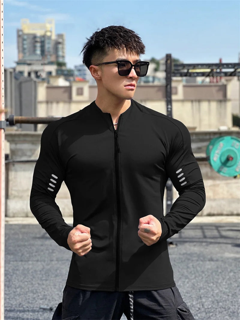 T-Shirt Homme Manches Longues Zip – Loose Casual Jogging Gym Fitness Entraînement Sport | Mode Homme Premium