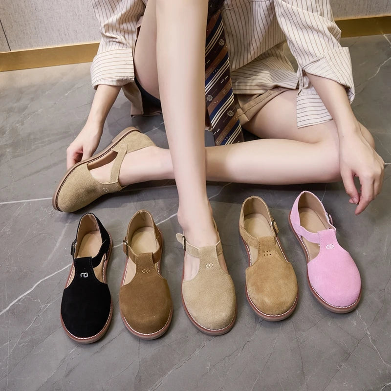 AIYUQI Sandales Cuir Véritable Retro Givré Baotou Romain 2026 – Hollow Flat Femme