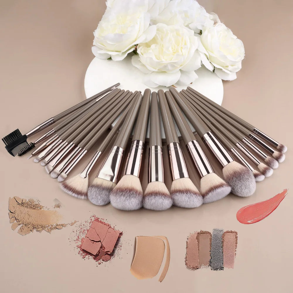 Set Pinceaux Maquillage Fluffy 3 à 20 Pcs – Poudre Libre, Fards & Blush | Brosse Fond de Teint Femme
