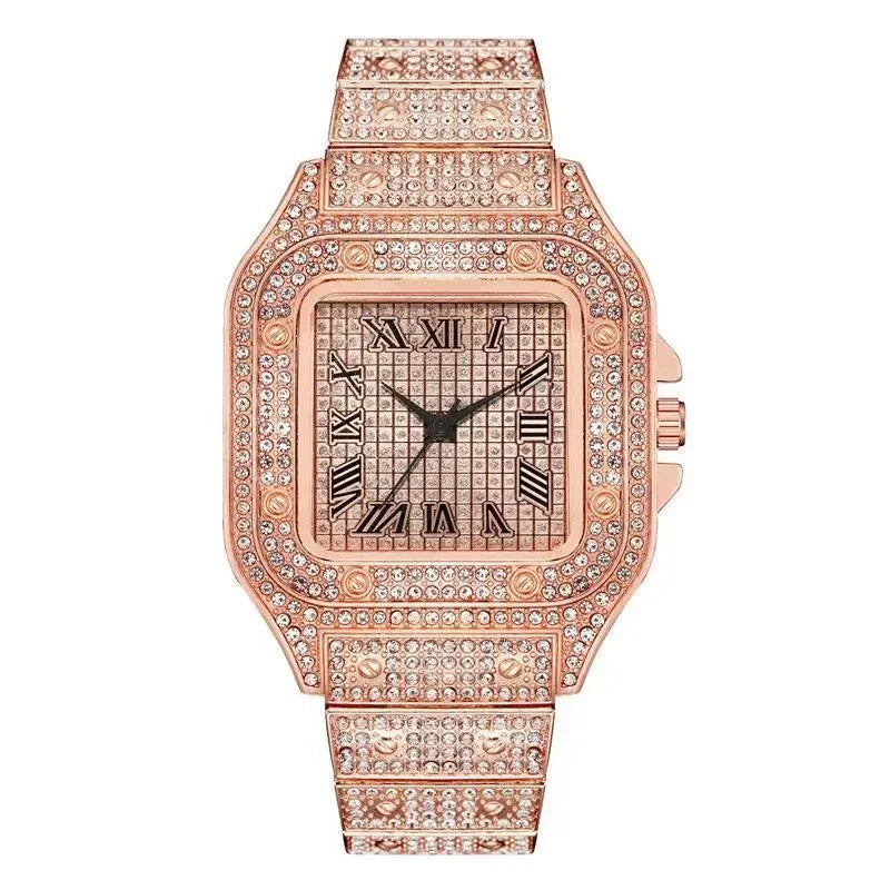 Montre Unisexe Luxe Diamant Strass Bracelet Doré – Fashion Glamour Homme & Femme 2024