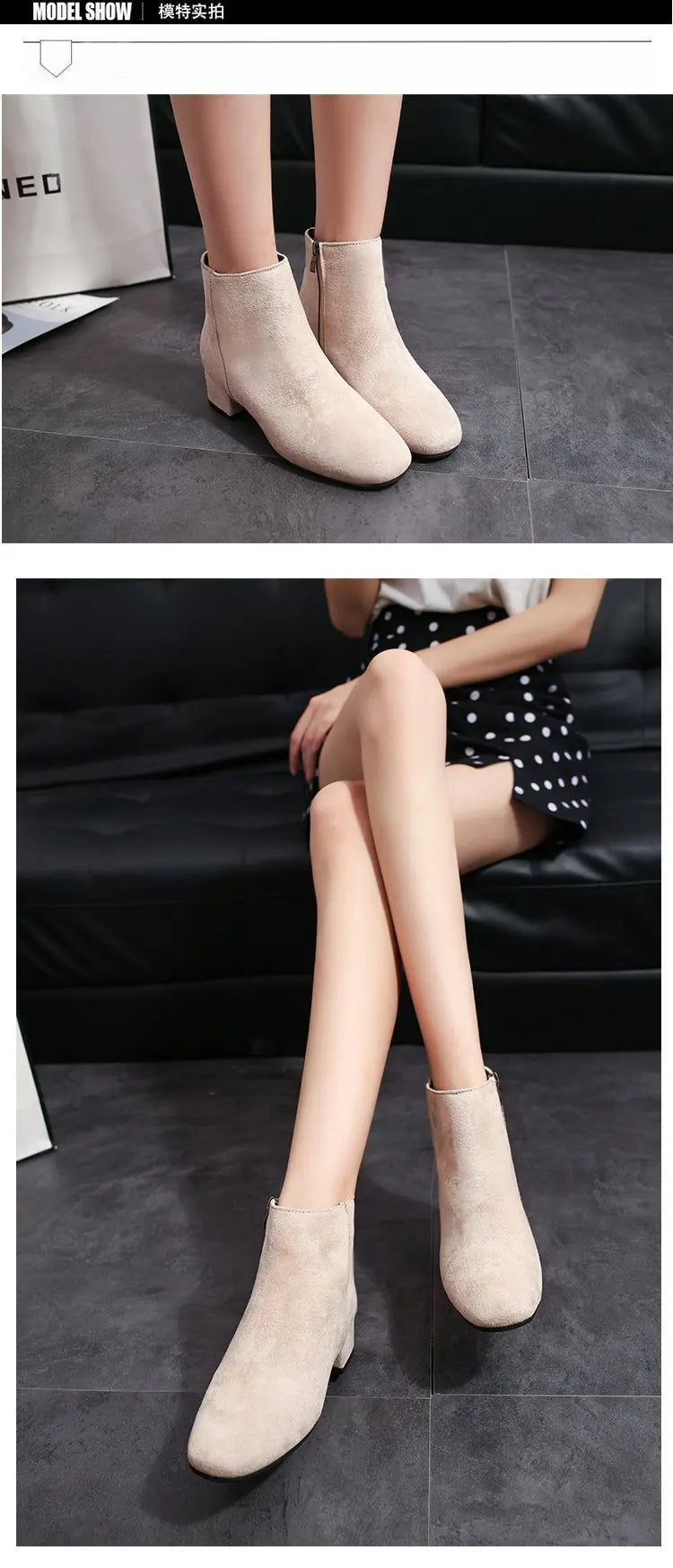 Bottines Suède Chunky Heel Snow Goth Femme – Mi-Talon Tendance Walking Élégant Automne