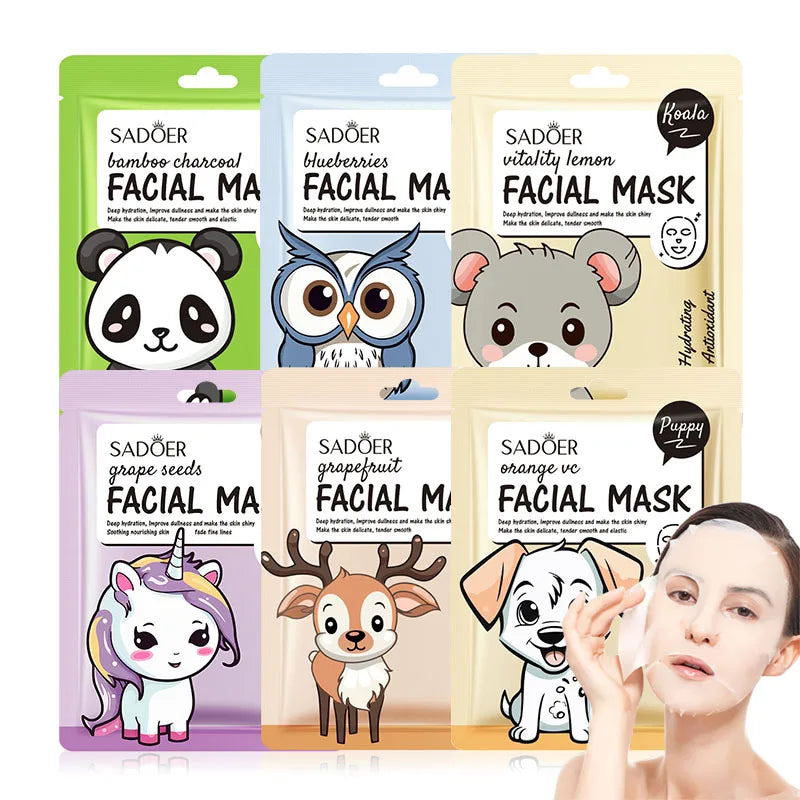 Masques Visage Fruits Frais SADOER – Lot de 5 | Hydratation, Éclat & Apaisement | Soin Peau Quotidien