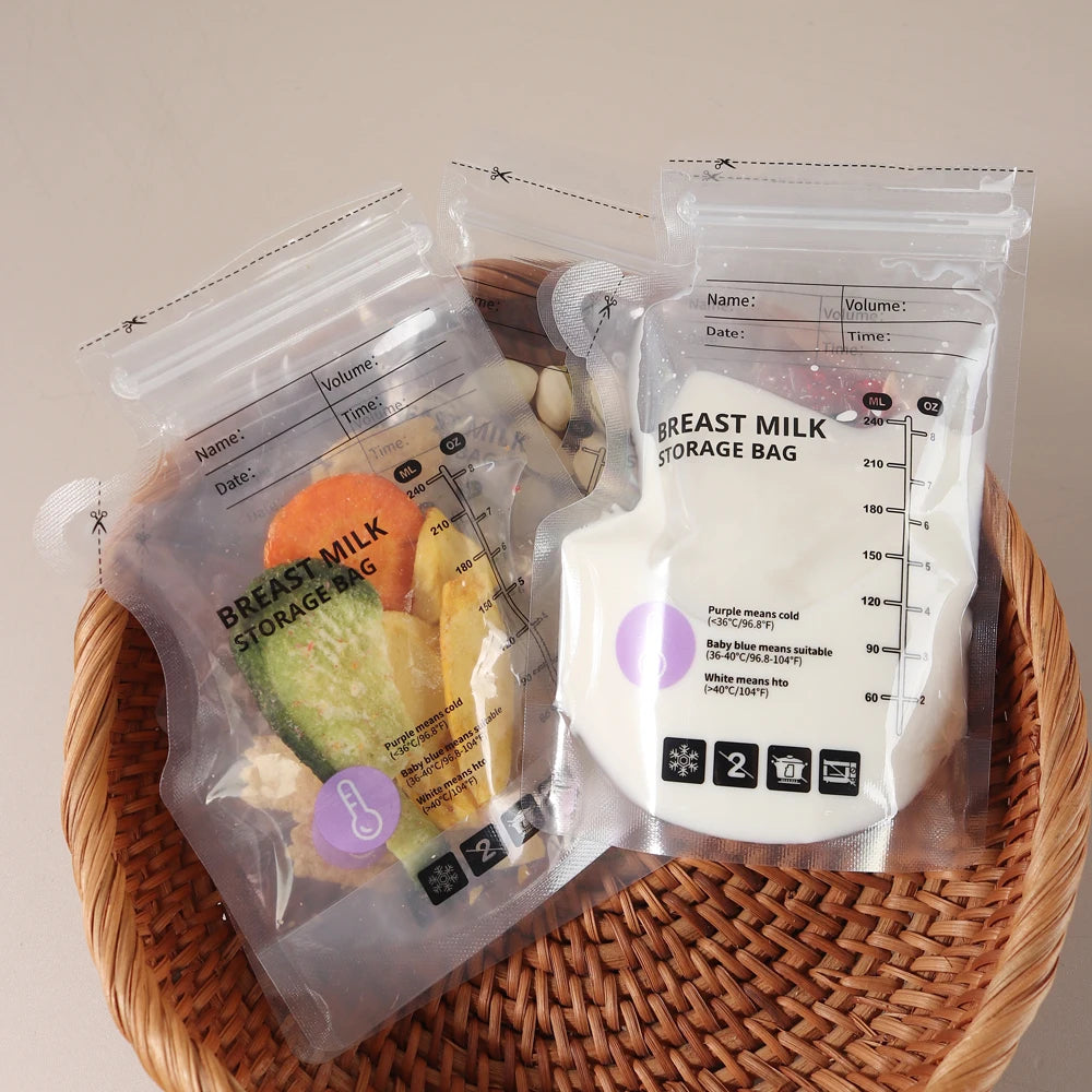 Lot 60 Poches de Conservation Lait Maternel Thermosensibles – PE Alimentaire Transparent Gradué Anti-Fuite