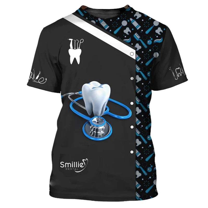 T-Shirt Dentiste Funny Cosplay Unisexe – Design Dent Mignon Col Rond Oversize Respirant Homme & Femme | Humour & Cadeau