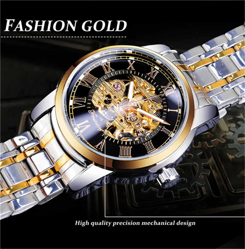 Herrenuhr FORSINING 349 Mechanisch Handaufzug Skelett – Business Elegant Edelstahl