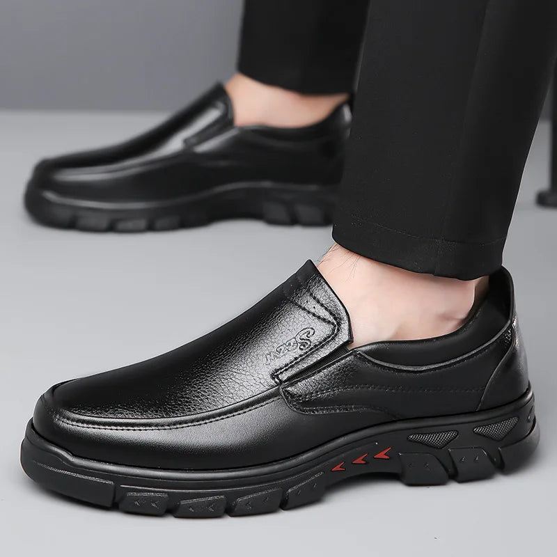 Mocassins Cuir Noir Homme Grande Taille – Chaussures Dress Designer Semelle Douce Printemps