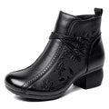 GKTINOO Bottines Cuir Véritable Talon Épais 2026 – Zip Retro Fait Main Automne Hiver