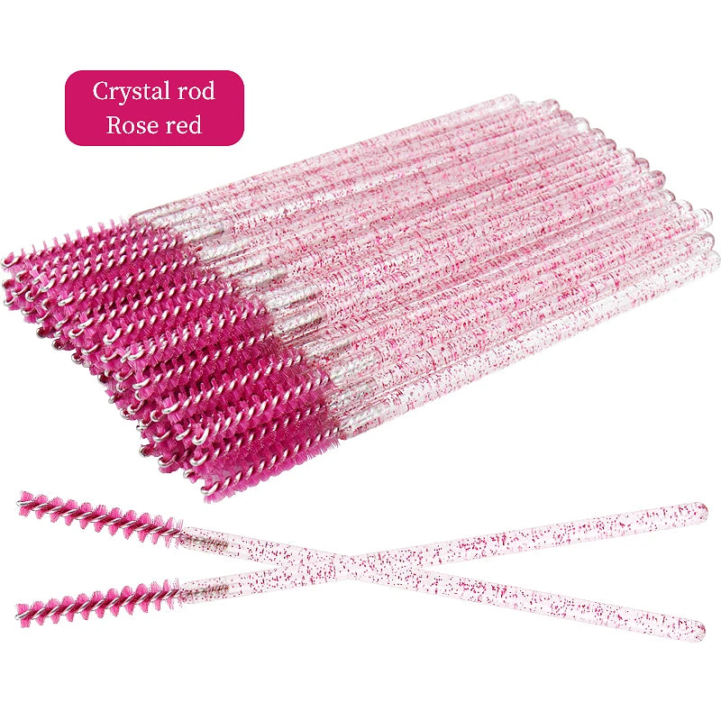 Brosses Crystal Cils & Sourcils Jetables – Lot 50 Pcs | Peigne Mascara & Extension
