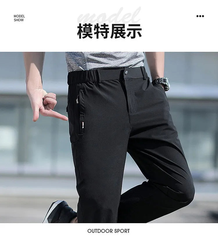 Pantalon Homme Grande Taille Soie de Glace Stretch Respirant Jambe Droite Séchage Rapide Élastique Été Confortable Léger Noir Jusqu'à 6XL – Pantalon Premium Grande Taille Soie de Glace Stretch Été | Mode Homme Grande Taille Premium