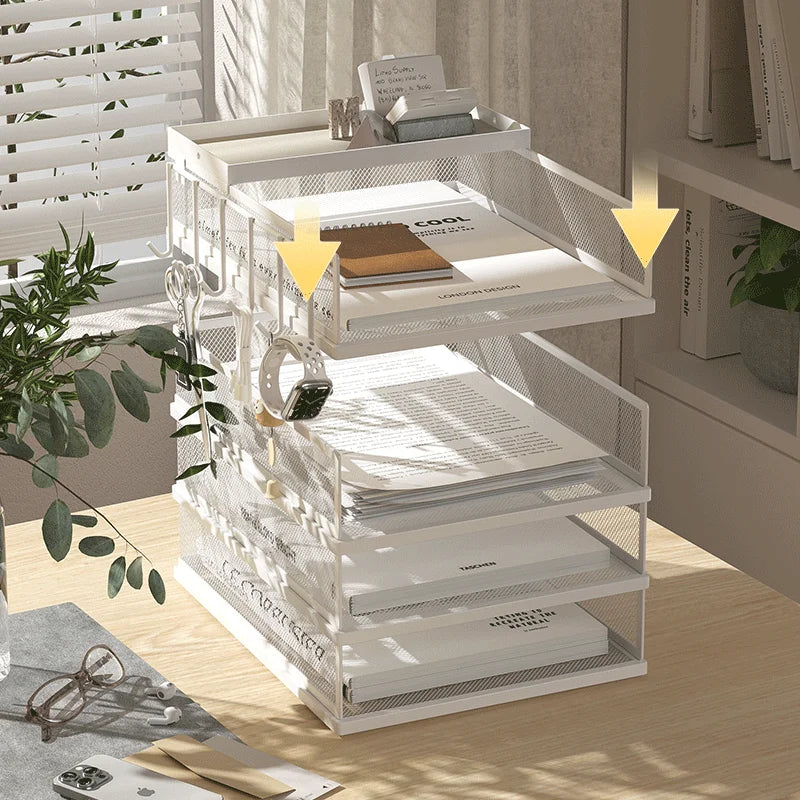 Trieur Courrier Métal 4 Niveaux Empilable – Organisateur Bureau Maison Documents Grille