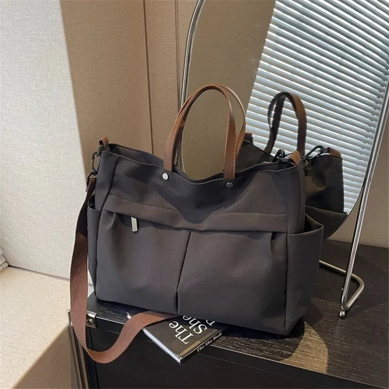 Grand Sac Cabas Nylon Femme – Tote Bag Stylish Bandoulière & Épaule | Voyage, Business, Fitness & Shopping | Léger & Résistant