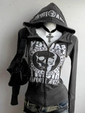 Sweat Femme Gothique Cardigan Plissé Slim – Hoodie Fashion Casual Couleur Unie Hiver Rétro