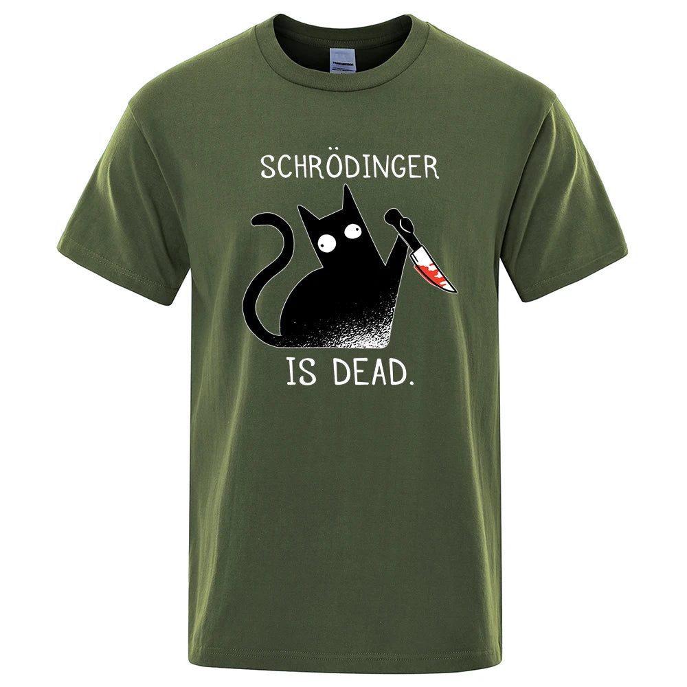 T-Shirt Homme Chat Noir Schrödinger Humour Science Coton Doux Oversize Manches Courtes Streetwear Pop Culture Geek Tendance Confortable – T-Shirt Geek Premium Chat Schrödinger Oversize | Mode Homme Pop Culture Geek Premium