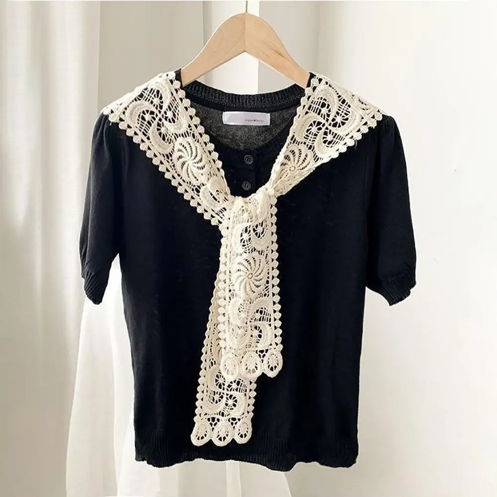 Châle Tricoté Femme Couleur Unie – Faux Col Écharpe Casual Élégante Été