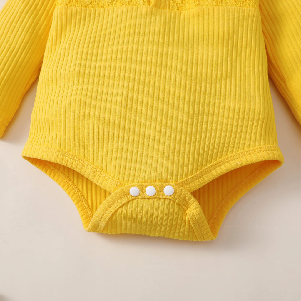 Tenue 3 Pièces Bébé Fille Fleurie – Body Manches Longues + Pantalon Fleurs + Bandeau 0-18 Mois