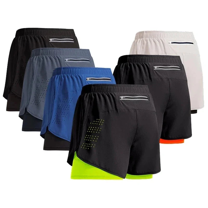 Short Sport Homme 2-en-1 Double Couche Sportswear Entraînement Plage Jogging Gym Running Été Respirant Séchage Rapide Confortable – Short Performance Premium | Mode Homme Sport Premium