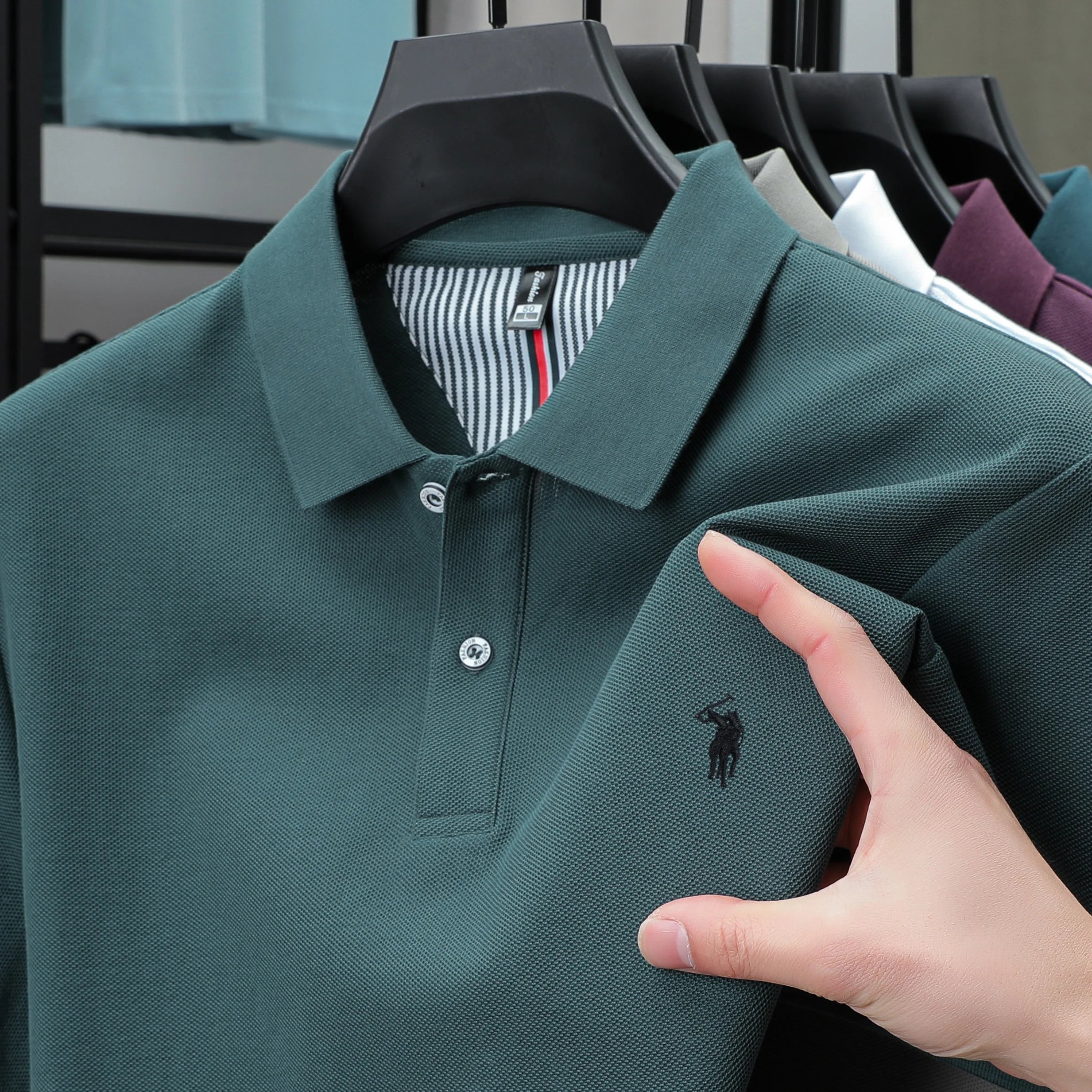 Polo Homme 100% Coton Pur Broderie 3D Manches Courtes Été Fashion Confortable Élégant | Polo Coton Broderie 3D Premium