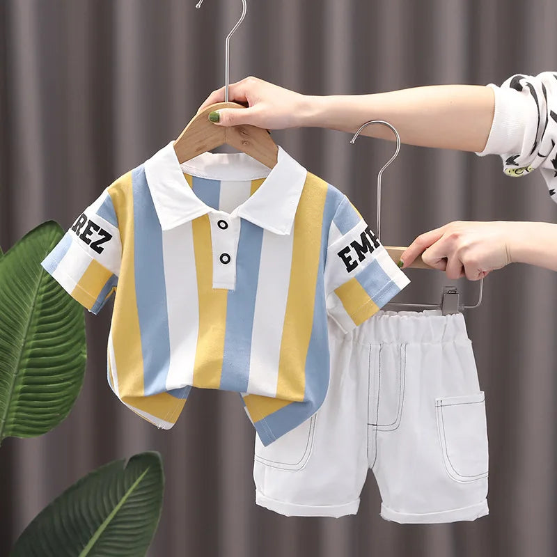 Ensemble 2 Pièces Garçon Été T-Shirt + Short Coton – Tenue Fashion Casual Enfant Manches Courtes