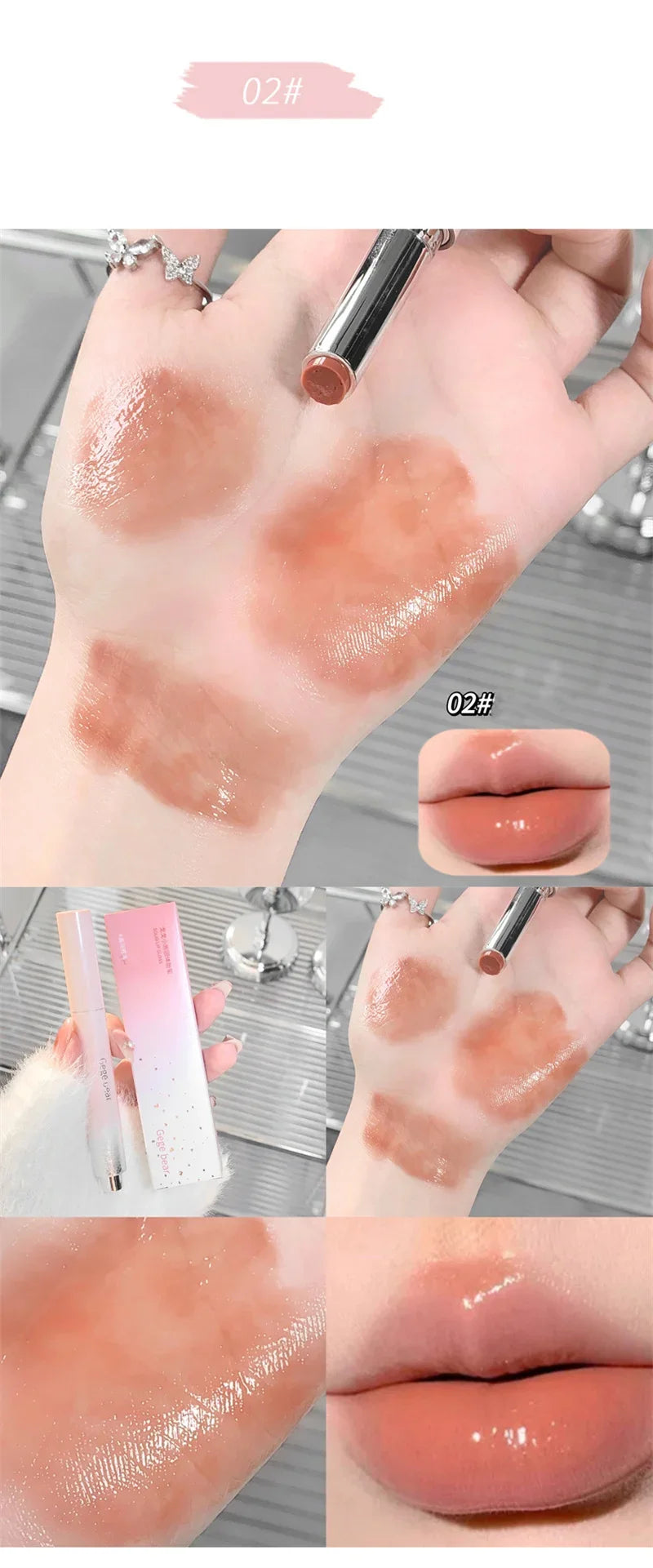 Gloss Jelly 6 Couleurs Miroir Hydratant – Rouge à Lèvres Solide Brillant Teinture Maquillage
