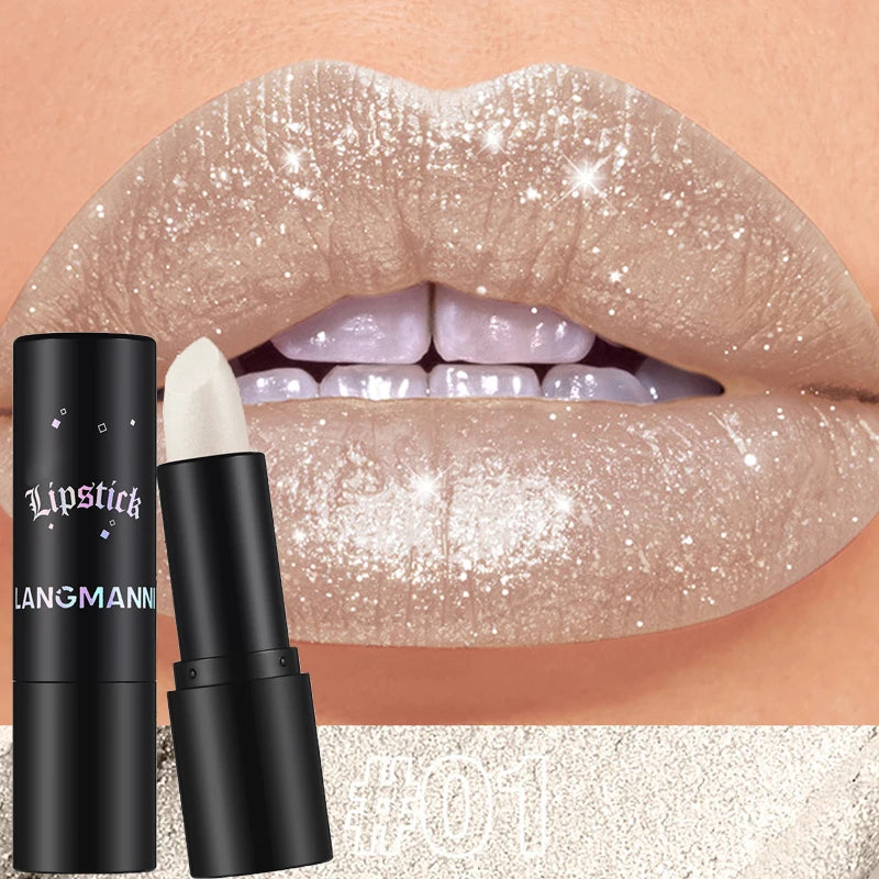 Rouge à Lèvres Métallique Nacré 7 Couleurs – Waterproof Longue Tenue | Diamant Brillant
