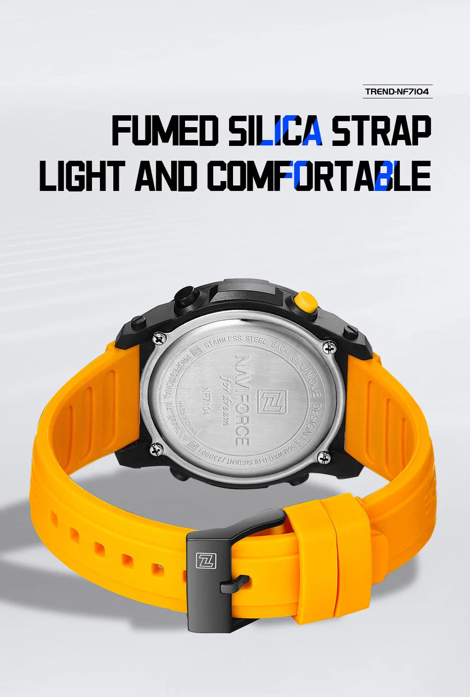 Montre Homme NAVIFORCE Sport Électronique Silicone 5ATM – Étanche Tendance Fashion