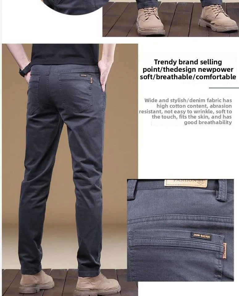 Pantalon Homme Coton Léger Été – Slim Droit Élastique Business Casual Polyvalent | Mode Homme Premium