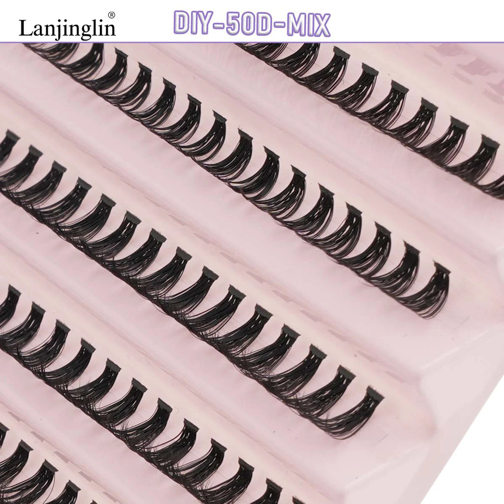 Kit Extension Cils DIY 160-200 Pcs – Cils Individuels Cluster avec Colle & Scellant | Faux Cils Maquillage