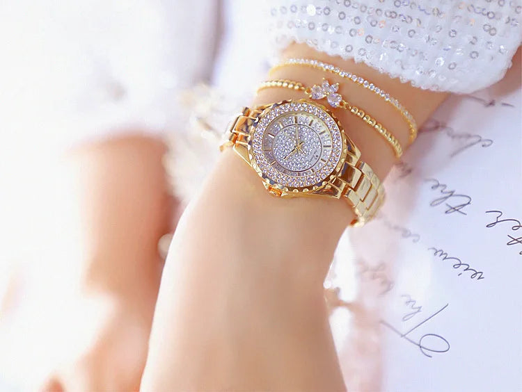 Montre Femme Or Bracelet Dress Luxe 2025 – Acier Complet Élégante Fashion Top Brand