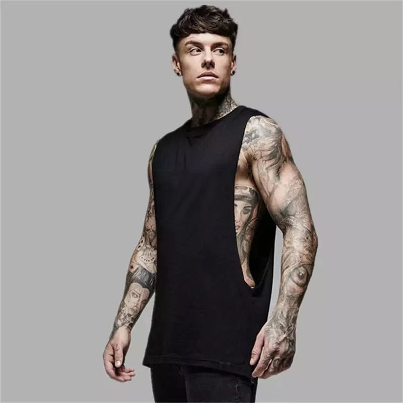 Débardeur Long Homme Coton – Style Hip Hop & Gym | Sans Manches Casual & Fitness | Streetwear Été Tendance