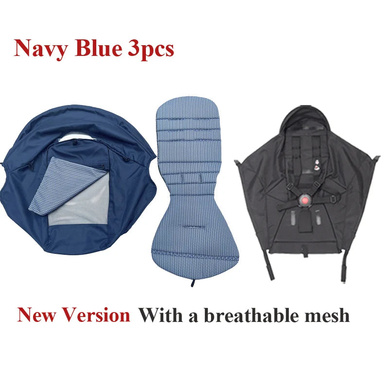 Kit 3 Pièces Accessoires Poussette YOYO/Yoya – Canopy 175° + Housse Siège + Matelas Ajustable Anti-UV