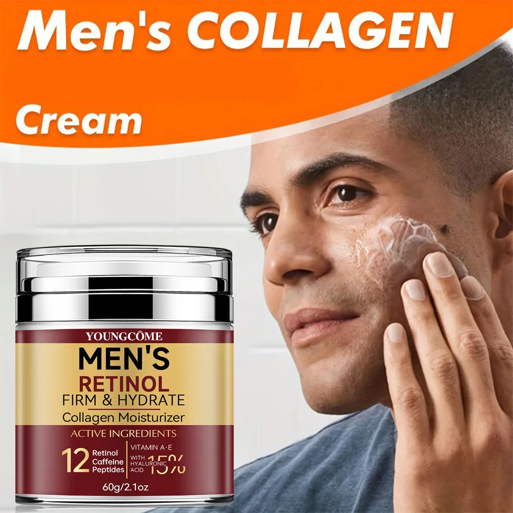 Crème Visage Rétinol Homme - Fermeté, Anti-Rides & Hydratation Collagène