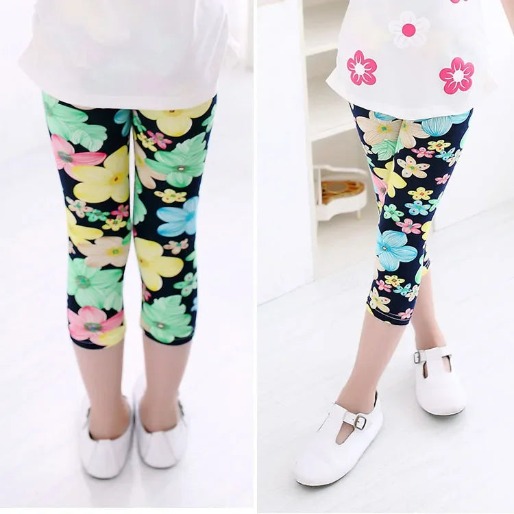 Legging Corsaire Fille Imprimé Fleurs – Pantalon Skinny Stretch Enfant Toutes Tenues 3-10 Ans