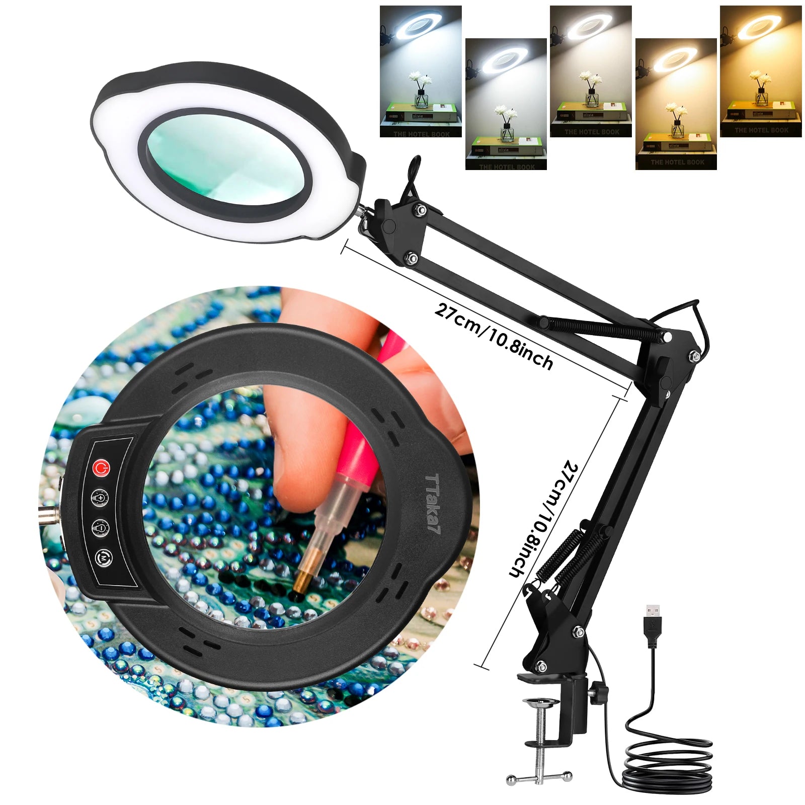 Loupe Lumineuse 72 LED USB 8X/10X – 3 Couleurs LED | Soin Beauté, Esthétique & Atelier | Lampe Loupe Professionnelle