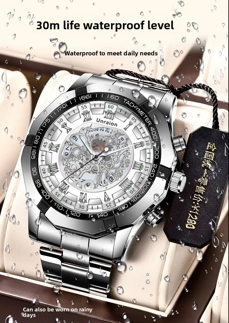 Montre Homme Automatique Calendrier Lumineux Chiffres Romains – Business Étanche Élégante