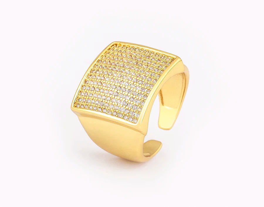 AIBEF Bague Rhinestone Ajustable Zircon Luxe Femme – Blanc & Noir | Bijou Cadeau Grossiste