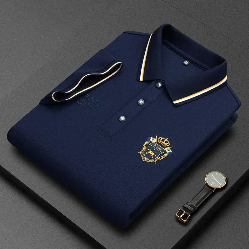 Polo Homme Manches Courtes Coton Broderie Luxe Col Revers Anti-Froissable Léger Été – Casual Élégant Premium | Mode Homme Tendance