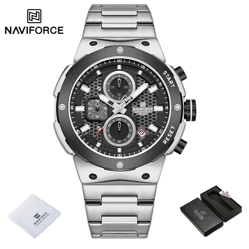 Montre Homme Chronographe Sport Luxe NAVIFORCE – Quartz Date Fashion Masculino