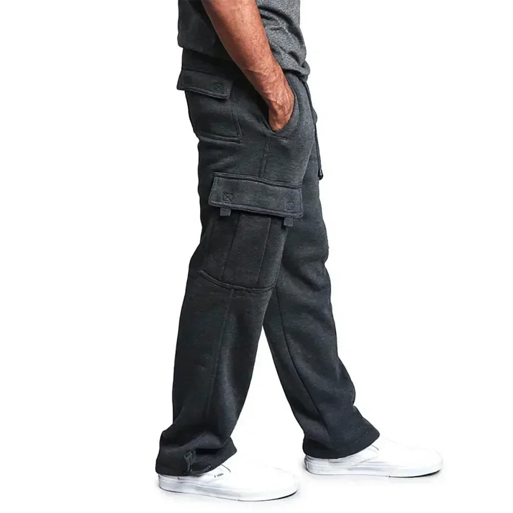 Pantalon Cargo Homme Polaire Loose – Multi-Poches Jogging Hip Hop Streetwear Automne Hiver | Mode Homme Premium