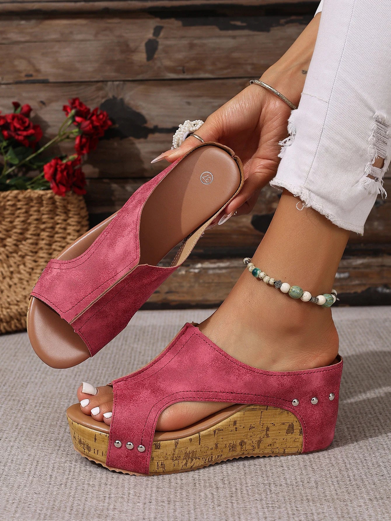 Sandales Clogs Talon Épais Rehaussantes Femme 2025 – Plage Slides Été Outdoor
