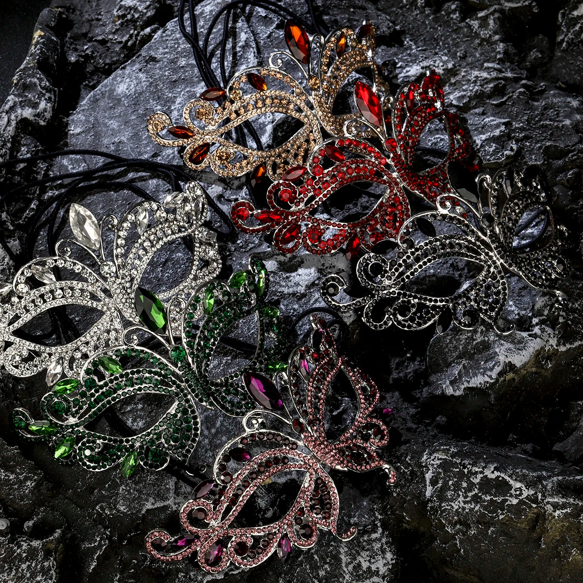 Halbgesichtsmaske Schmetterling Strass - Maskerade, Halloween & Party