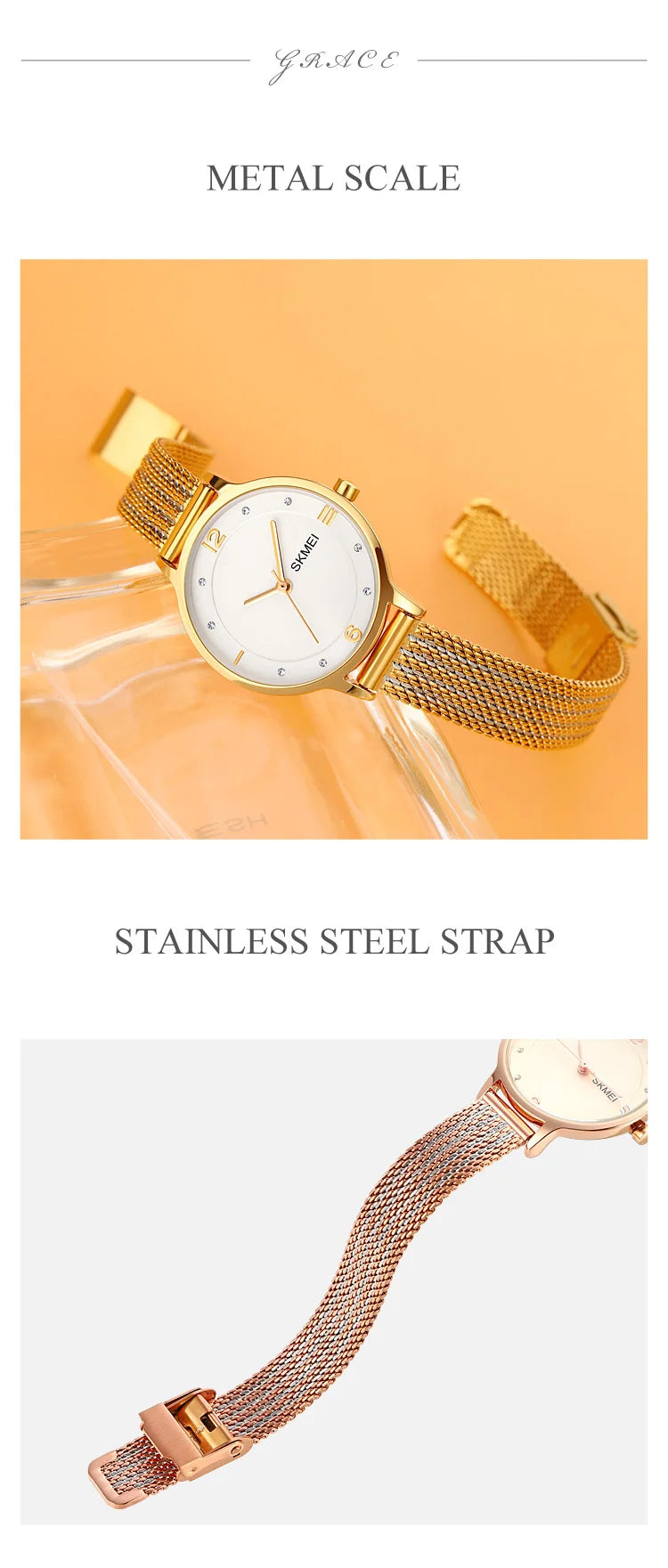 Montre Femme SKMEI 1874 Quartz Japonais Bracelet Acier Inoxydable – Fashion Luxe Élégante