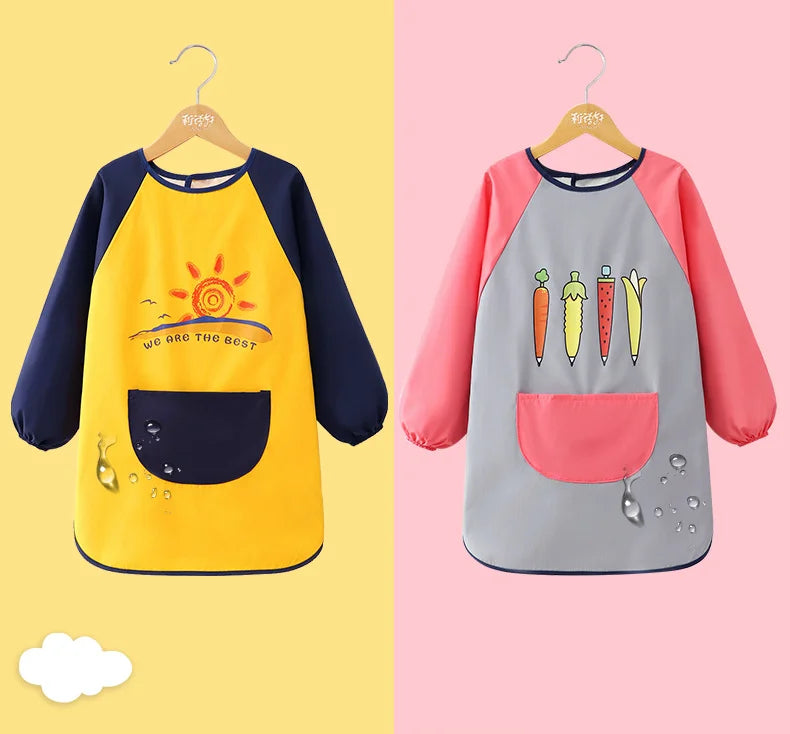Tablier Imperméable Enfant – Blouse de Peinture Maternelle Repas Garçon Fille