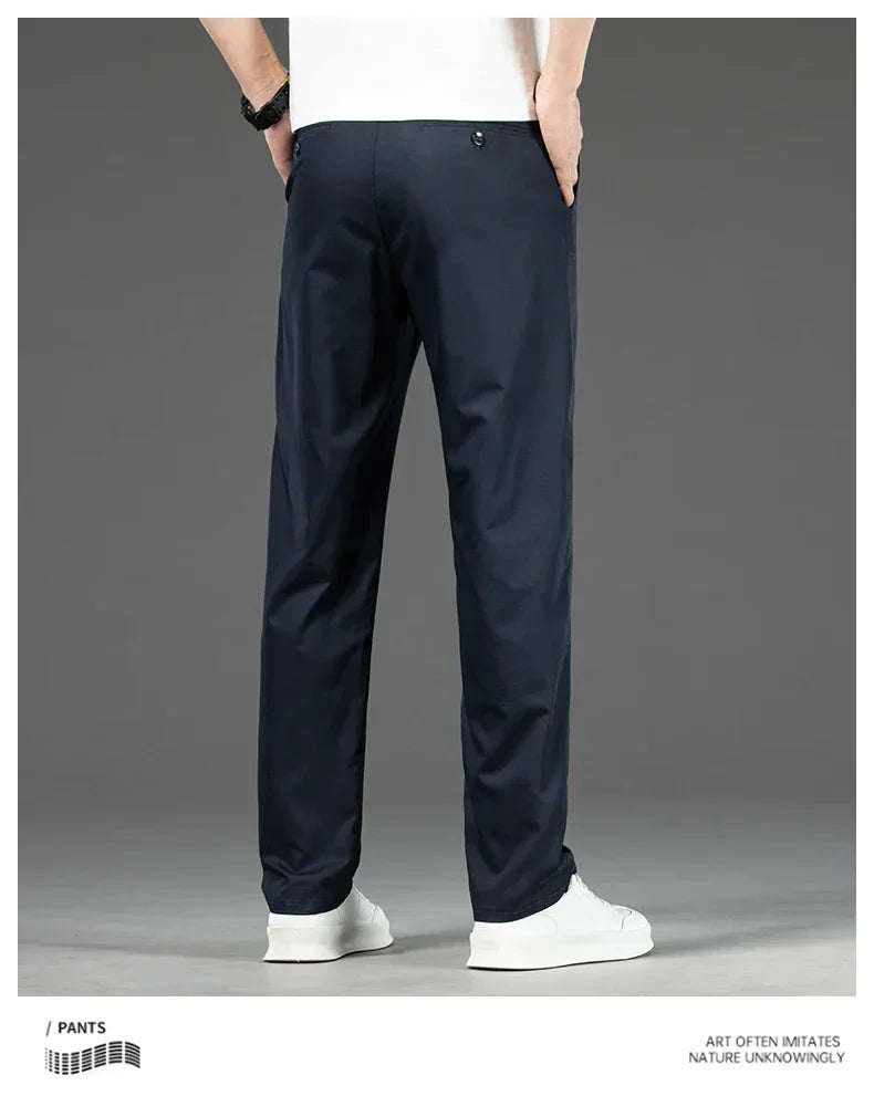 Pantalon Homme Bambou Été Slim Stretch – Léger Business Casual Formel Droit | Noir Gris Kaki | Mode Homme Premium