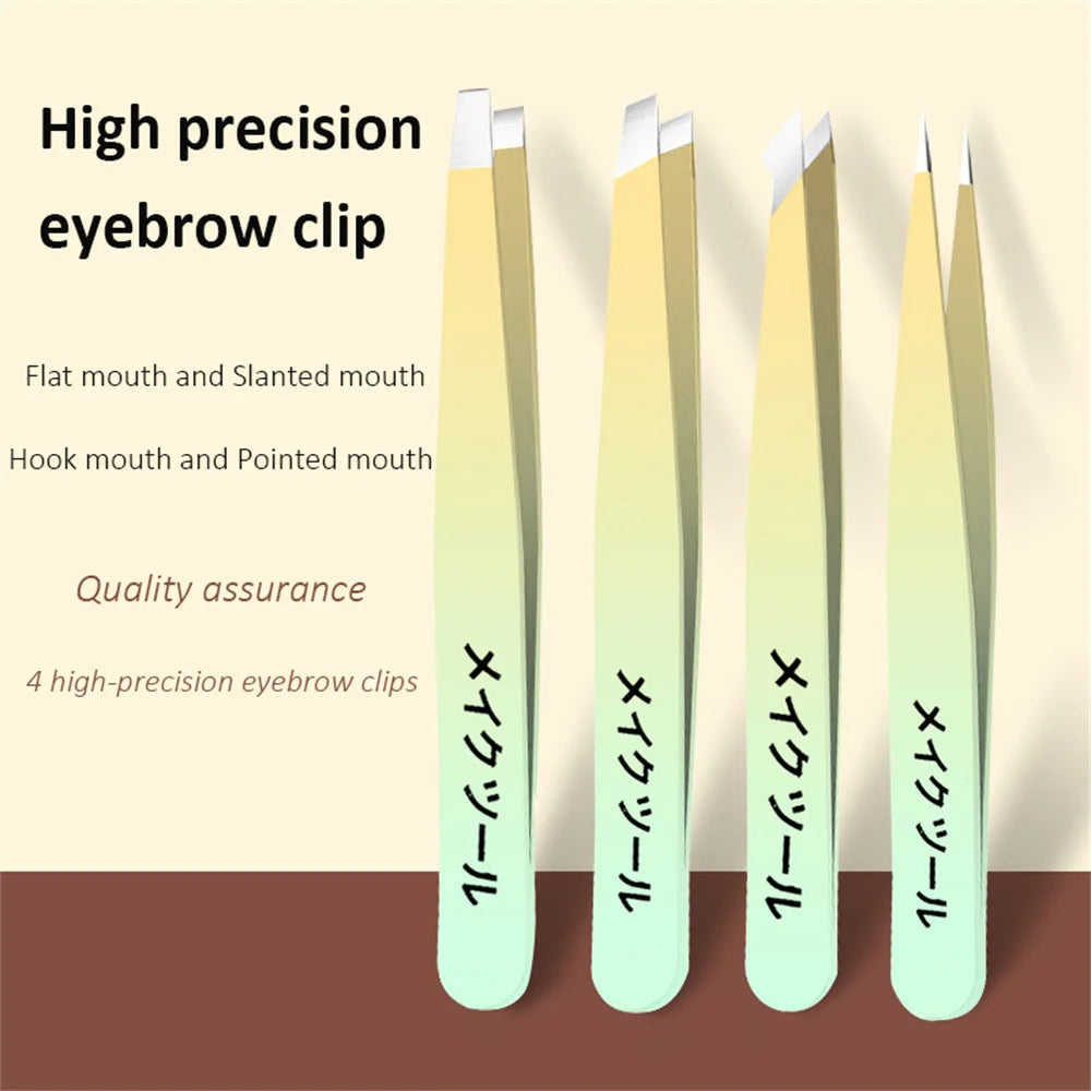 Set 4 Pinces à Épiler Multicolores - Précision Sourcils & Poils Incarns