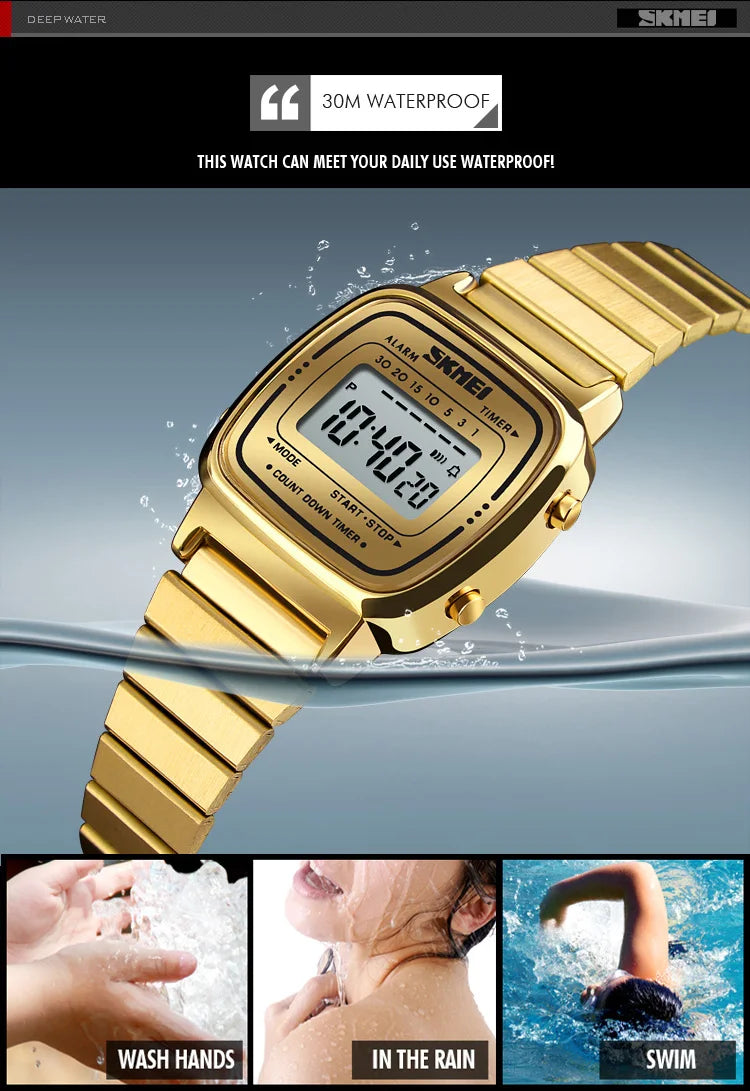 SKMEI Damen-Digitaluhr 1901 mit Chrono-Kalender kleinem Zifferblatt wasserdicht – Luxus Mode Trend