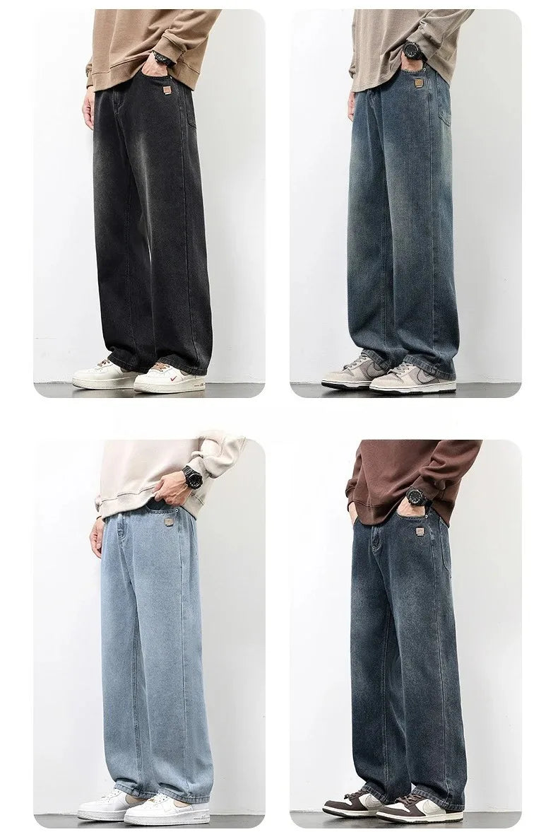 Jean Homme Droit Baggy Large Jambe Retro Américain Streetwear Korean Fashion Loose Denim Casual Printemps Automne Tendance – Jean Premium Wide Leg Urban | Mode Homme Streetwear Premium