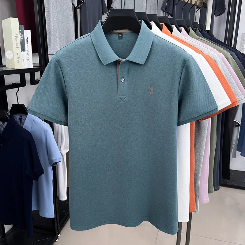 Polo Homme 100% Coton Manches Courtes Broderie Poney Élégant Golf Casual Été – Style Designer Premium | Mode Homme Luxe